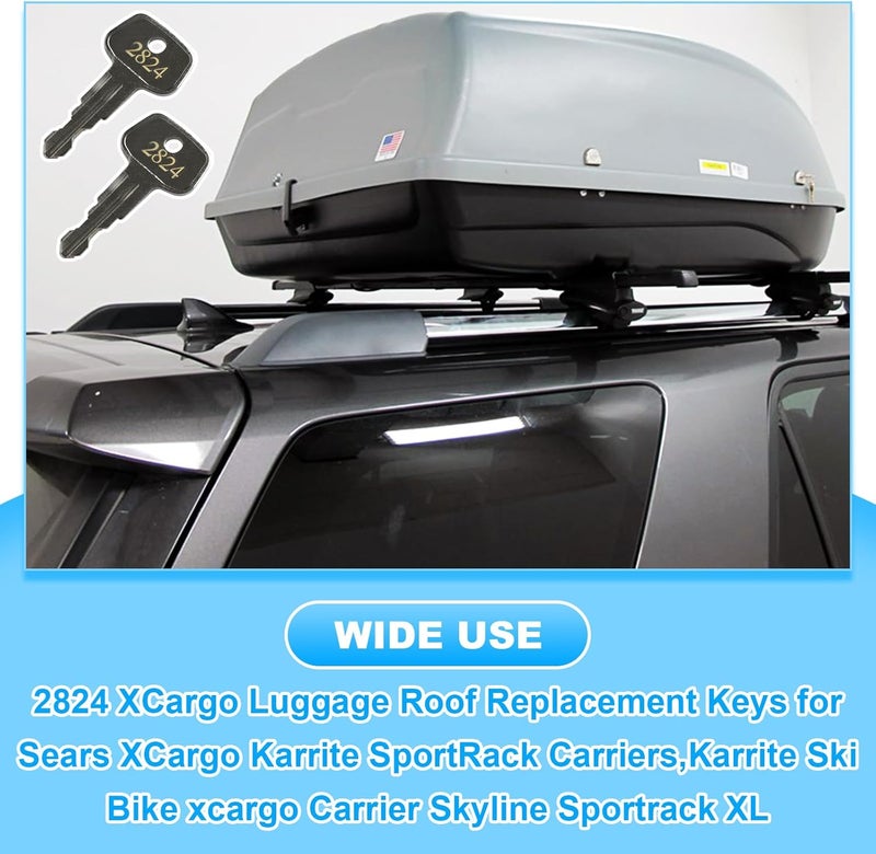 VIDABTE 2824 X-Cargo Luggage Roof Replacement Keys, X-Cargo Roof Rack Key Karrite Ski Bike xcargo Carrier Skyline Sportrack XL, Replacement Keys for X-Cargo roof Racks[2 Pack] - Image 4
